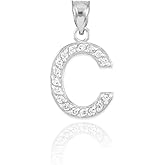 Claddagh Gold .925 Sterling Silver Initial Letter Pendant Necklace with Cubic Zirconia - Choice of Sizes