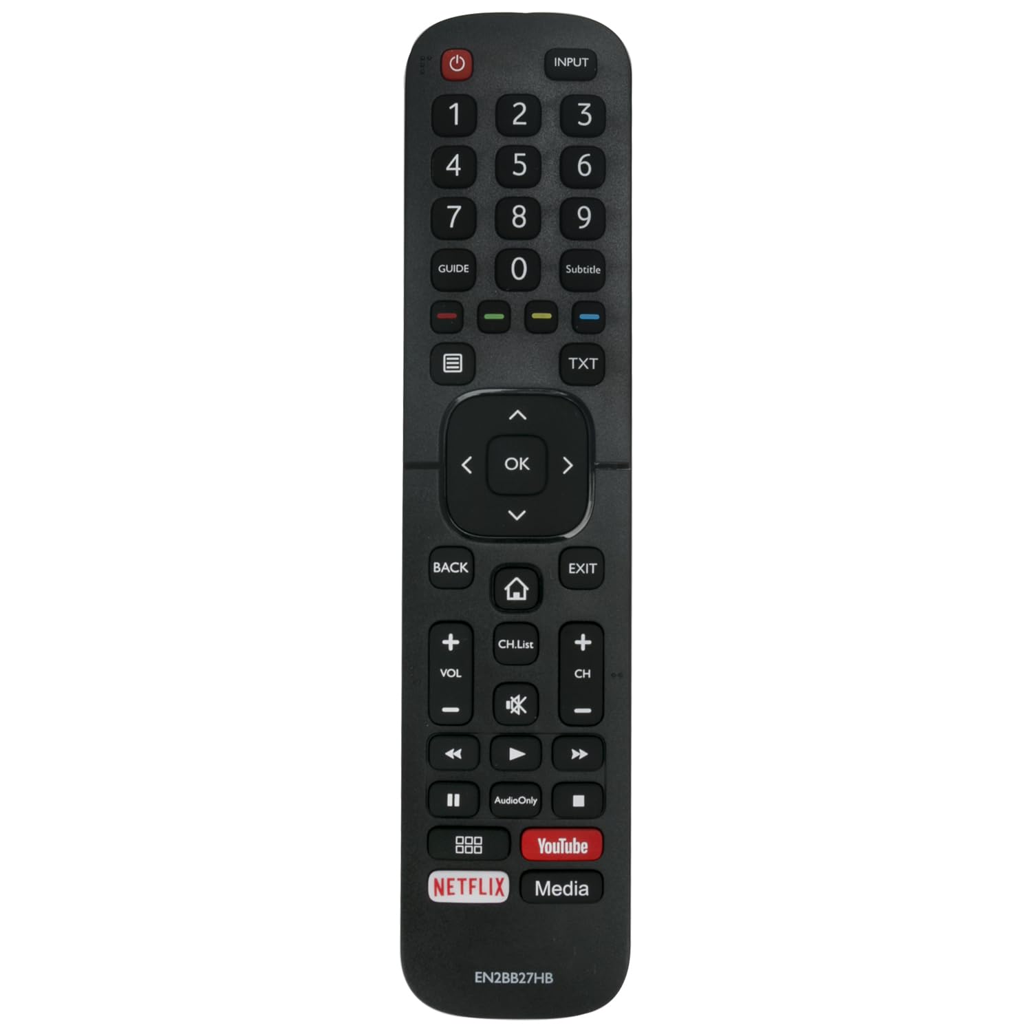 VINABTY EN2BB27HB Replacement Remote Control fit for Hisense TV 43A7100FTUK 50A7100FTUK 58A7100FTUK 65A7100FTUK 43A7100F 50A7100F 58A7100F 65A7100F 75A7100F 43A7120F 55A7100F Sub EN2BB27H