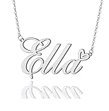 AOLO Ella Heart Name Necklace Silver Stainless