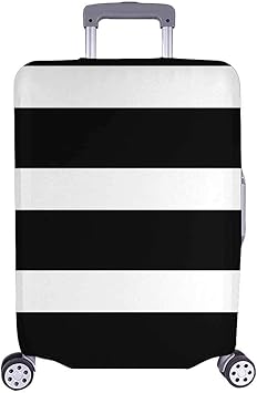 black and white striped suitcase