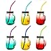 [Regular Size] Silicone Straws for 20 &30 oz Tumbler and Mason Jars – 6 Packs Extra Long Flexible Reusable Straws with 2 Cleaning Brushes - Eco Friendly - BPA Free