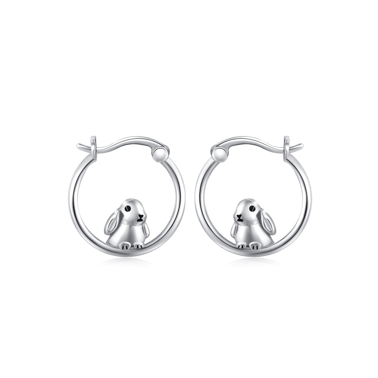 Silver 925 Rabbit Hoop Earrings - Women's Bunny Earrings for Valentine's Gifts — image 1