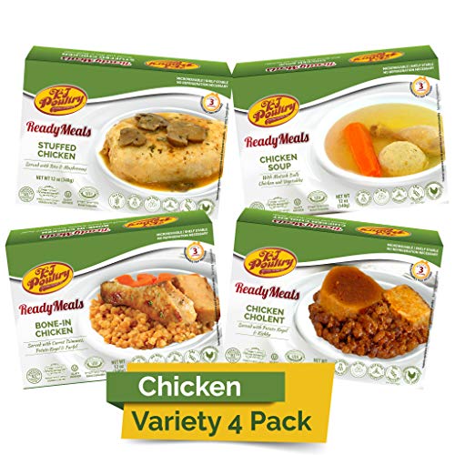 Kosher MRE Meat Meals Ready to Eat, Chicken Variety (4 Pack) Prepared