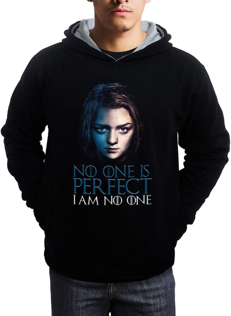 Niev Men's Game of Thrones Geek Hoodie/Sweatshirt with Concealed Pocket-Arya Stark, Black