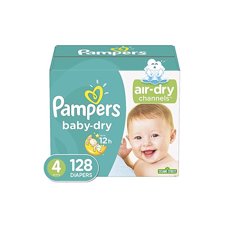 Diapers Size 4, 128 Count – Pampers Baby Dry Disposable Baby Diapers, Giant Pack