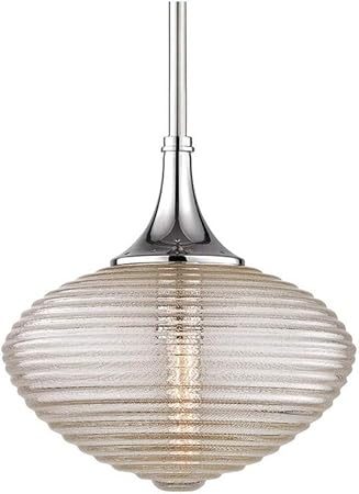 Hudson Valley Lighting 1922 Pn Knox 12 Inch One Light Pendant Polished Nickel Finish With Clear Ribbed Glass Amazon Com