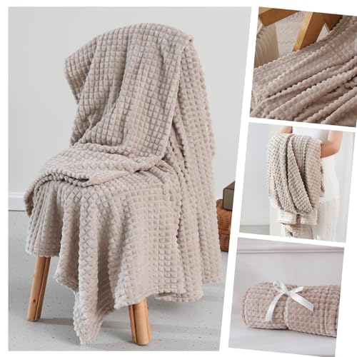 Simple&Opulence Tan Throw Blanket for Couch-Super Soft Fluffy Blankets for Women 50x70 Inches Cozy Lightweight Fleece Blanket for Home Decor