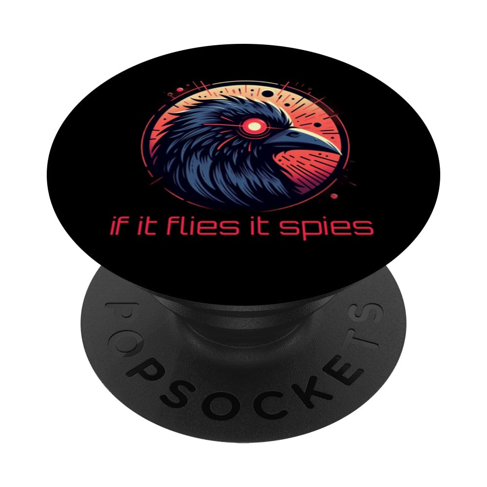 If It Flies It Spies Red Eyed Raven Bird Agent Conspiracy PopSockets Swappable PopGrip