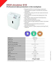HSM shredstar S10, 10-Sheet Strip-Cut Paper/CD/Card