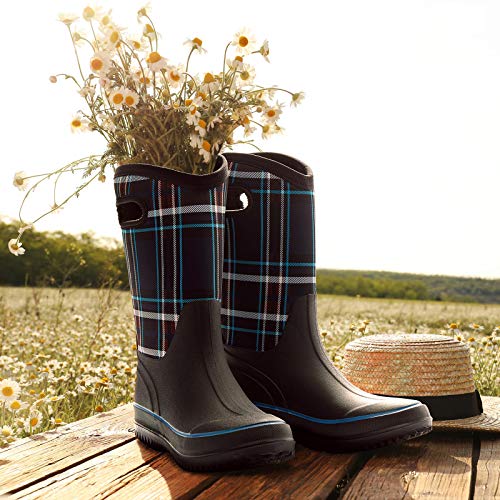 HISEA Rain Boots for Women Mid Calf Rubber Boots Waterproof