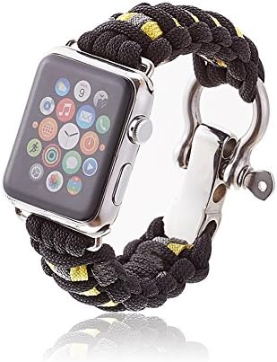 XUANTAI Apple Watch Band 42mm iWatch Strap Replacement Band with Rugged Stainless Outdoor Survival Shackle and 550 Paracord for Apple Watch Series 3, 2,1,Sport and Edition Large
