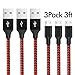 ONSON Micro USB Cable,3Pack 3FT Nylon Braided High Speed Android Charger USB to Micro USB Cable Samsung Fast Charger Charging Cord for Samsung Galaxy S7 Edge/S6/S4/Note 5/Note 4(Black Red)