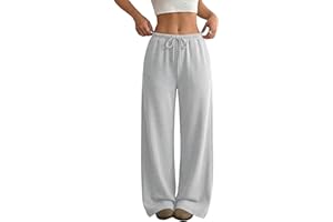 MEETFOND Wide Leg Pants Women Baggy Sweatpants Casual Cotton Sweat Pants Yoga Drawstring Workout Pants for Women