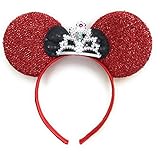 MeeTHan Mickey Mouse Ears Headband Minnie Mouse ears Tiara headbands : M6 (Red-ST)
