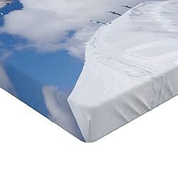 Ambesonne Winter Fitted Sheet, Flying Snowboarder