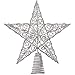 Ornativity Silver Star Tree Topper - Christmas Swirl Design Sparkle 3-D Dimensional Hallow Xmas Trees Top Star Decor Treetop Ornament Decorations