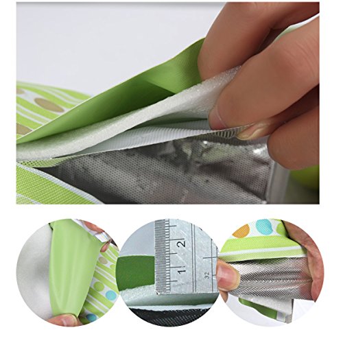 Thermal Cooler Insulated Lunch Bag, WITERY Zipper New Waterproof Nylon Lunch Bag Tote Insulated Thermal/Insulated Cooler Lunch Box Sack Picnic Storage Carry Case Pouch Tote Bag Lunch Kit - Thumbnail 7