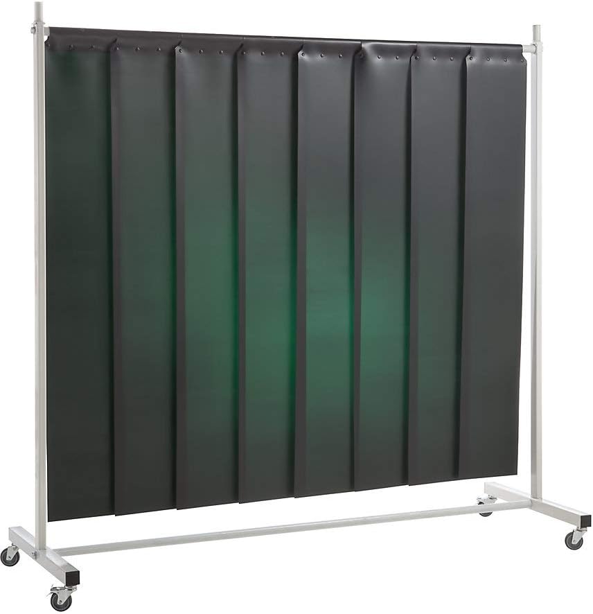 QUIPO PREMIUM welder's screen, mobile, with lamellar curtain, dark green, WxH 2100 x 2100 mm, 1-part.