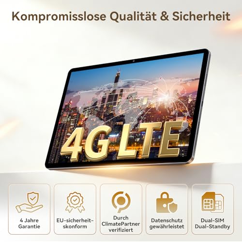 TABWEE T12Pro Android 16 Tablet with Keyboard - 2.8K BOE QHD+ Display, 11 Inch Tablet, Helio G100, 32 GB RAM + 256 GB ROM, 8000 mAh, 13 MP + 8 MP, Widevine L1, Gemini AI, Tablet 4G LTE