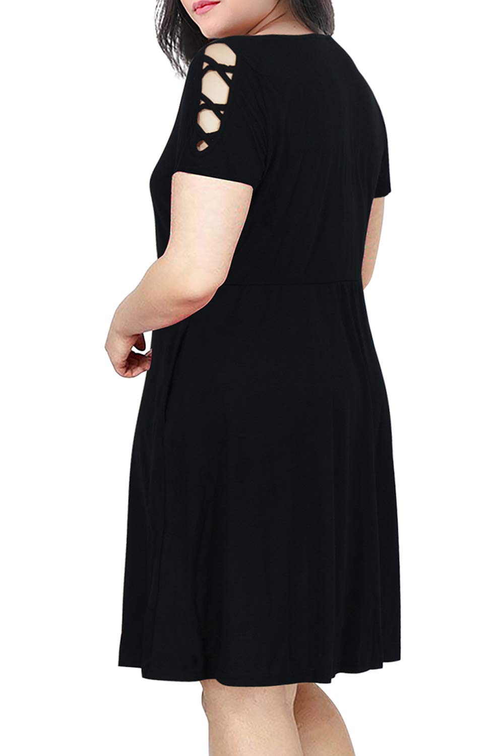 Nemidor Women's Short Sleeves Scoop Neckline Solid Plus Size Fit and