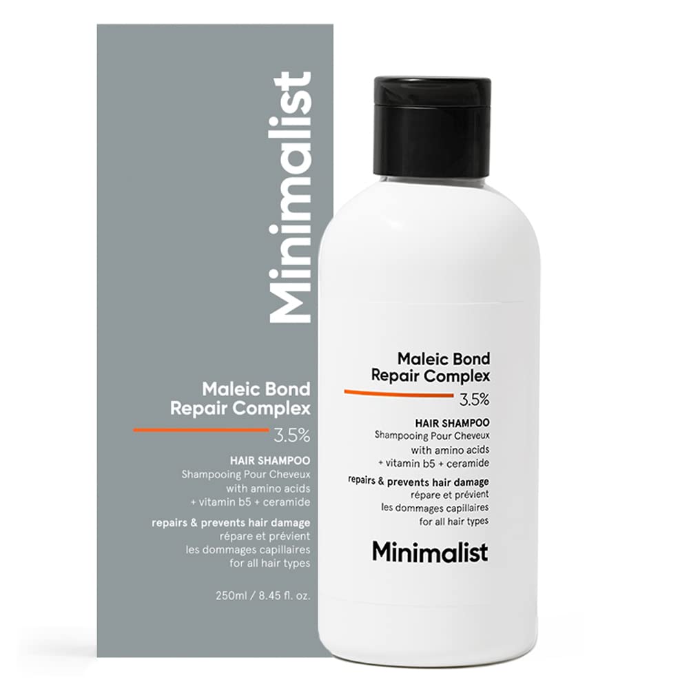 Minimalist Maleic Bond Repair Complex 3.5% Hair Shampoo with Ceramide, Coconut oil & Betaine | For Damaged & Frizzy Hair | For Women & Men | For All Hair Types | 250 ml
