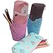 Z ZICOME Set of 3 Flamingo Cactus Canvas Pencil Cases Pen Marker Holders Cosmetic Bags Makeup Pouches Purse Organizer Pouches for School Craft Little Supplies