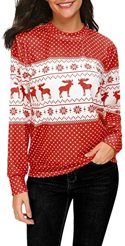 Simayixx Sweatshirts for Women Reindeer Ugly Christmas Sweater Xmas Snowflake Pullover Jumper Tops(S-2XL)