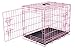 Internet's Best Wire Dog Crate for Dogs - Double Door Metal Steel Crate, Indoor Folding & Collapsible Cage, Secure & Durable, Portable Travel Kennel, Ideal for Home Use - Pink, 24 Inches
