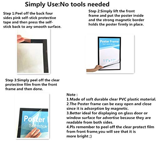 image for MFoffice 11x17 Window Poster Frame Made of Durable PVC and Strong Magn