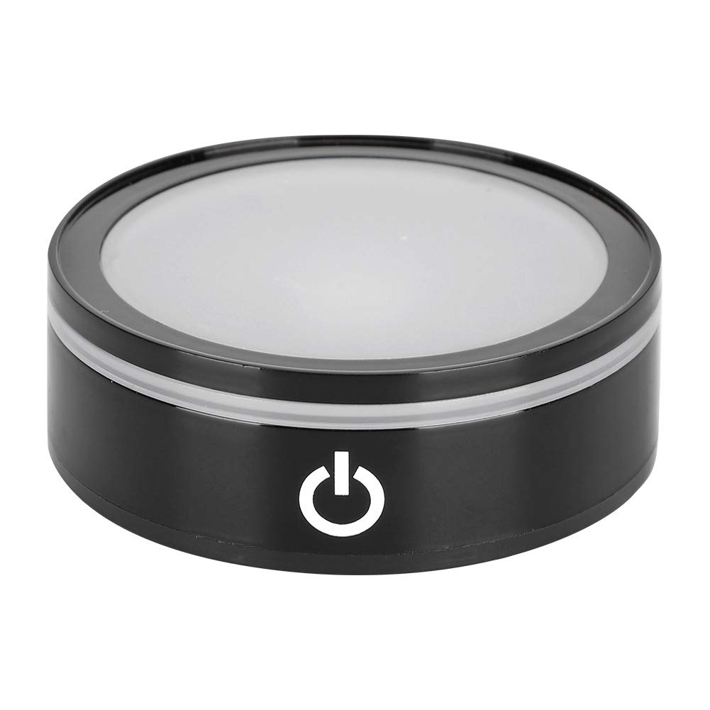 Hztyyier Multicolor LED Light Base, Round Display Stand for 3D Crystal Glass Art Decorative Light Plate for Interior Lighting