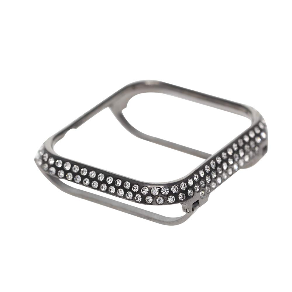 Photo 1 of HJINVIGOUR Compatible with Apple Watch Series 6 5 4 SE Bling Cover Sparkling Rhinestone Diamond Jewelry Case Bezel 40mm 44mm for Men Women (Black Platinum, 44mm)