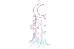 Dream Catcher Girls Room Decor Moon Handmade Wall Hanging Decoration Nursery Wall Art Craft Gift for Kids