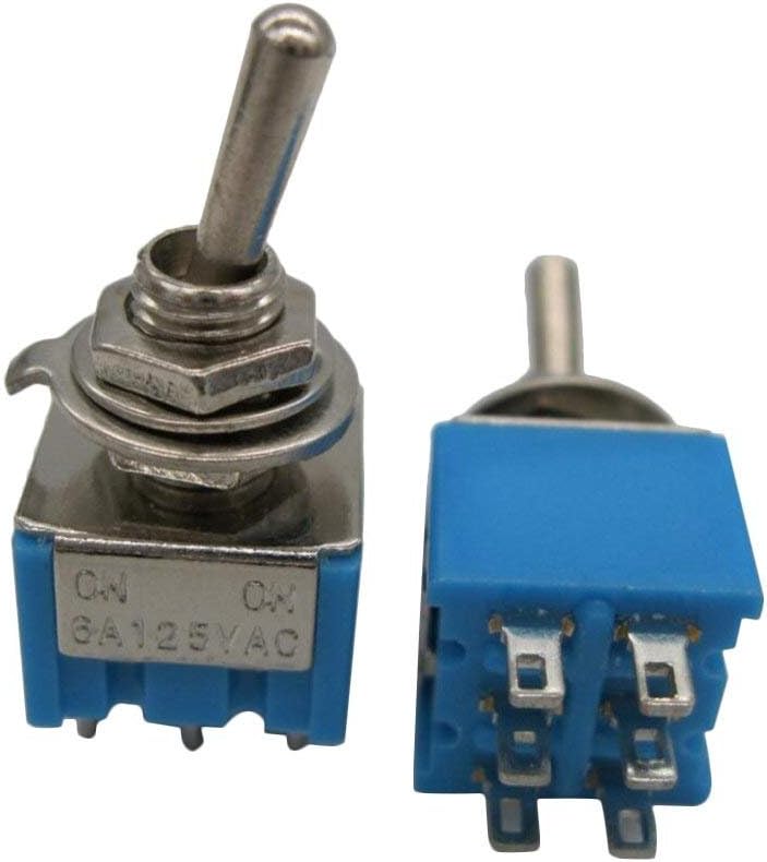 Taiss/10 Pcs Toggle Switch AC 125V 6A Amps ON/ON 6 Terminals 2 Position DPDT MTS-202, 6Pin ON/ON - Image 4