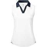 BGOWATU Women's Sleeveless Golf Polo Shirts Collared V Neck Tennis Tank Tops UPF 50+ Quick Dry Lightweight