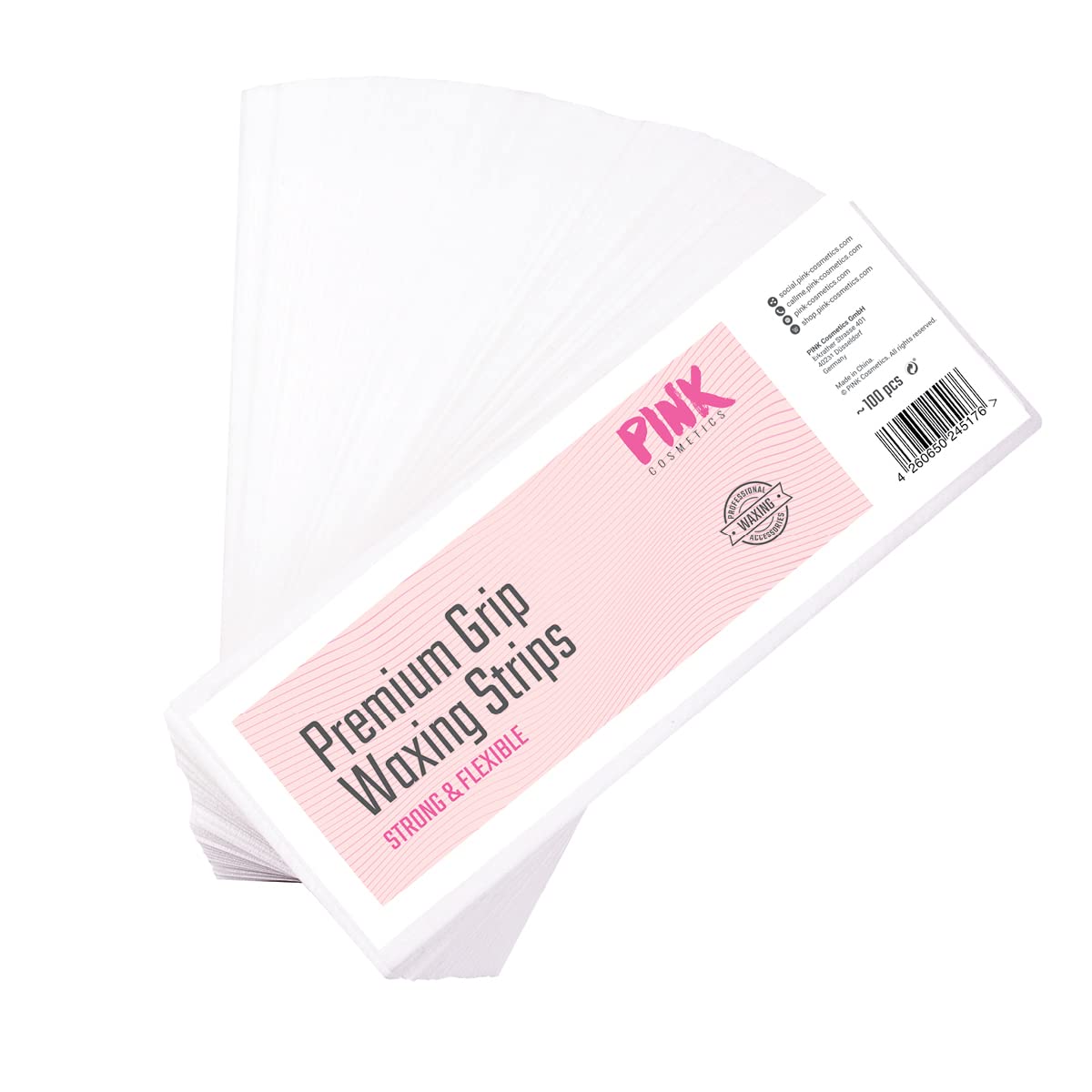 Professional quality fleece strips from PINK Cosmetics (100 pieces) for wax and sugar paste - high adhesive strength for waxing and sugaring - does not tear during hair removal