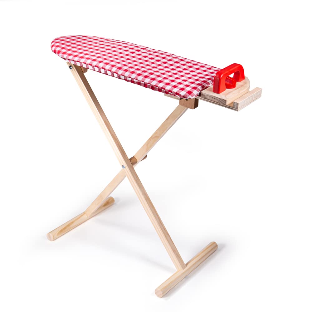 Bigjigs Toys Wooden Toy Iron & Kids Ironing Board Set - For Kids Aged 3 Years +