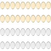UNICRAFTALE 60Pcs 2 Colors Oval Blank Charms 304 Stainless Steel Blank Tag Pendants 12.5mm Oval Blanks Little Charms 1.5mm Hole Earring Bracelets Jewelry Pendants for DIY Jewelry Making