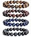Bivei AA Quality Mens Womens 10MM Natural Tiger Eye Stone Gemstone Bead Meditation Healing Power Elastic Stretch Bracelet(Tiger Eye 4pc/Set)