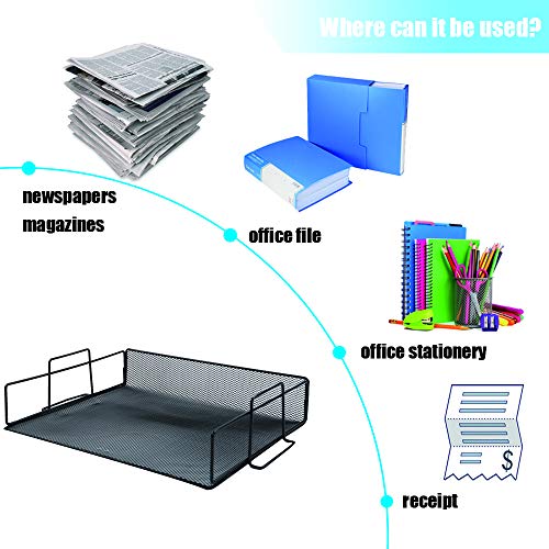 JPSOR Stackable Letter Trays, 4 Pack Stackable Paper Trays, Black Mesh Desk Organizers with 2 Sticky Note Pads