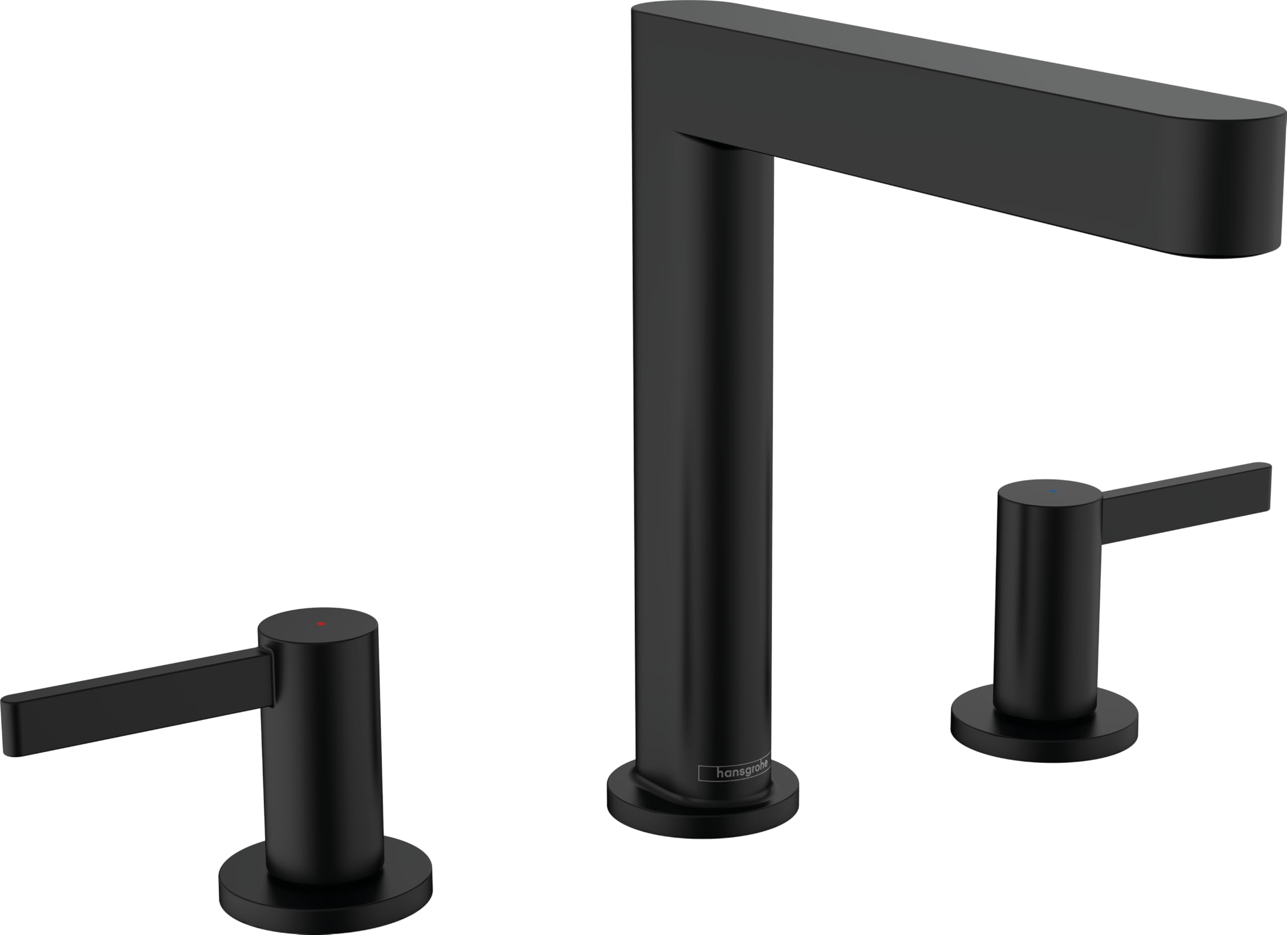 hansgrohe Finoris 3-hole basin mixer 160 with push-open waste set, matt black, 76034670