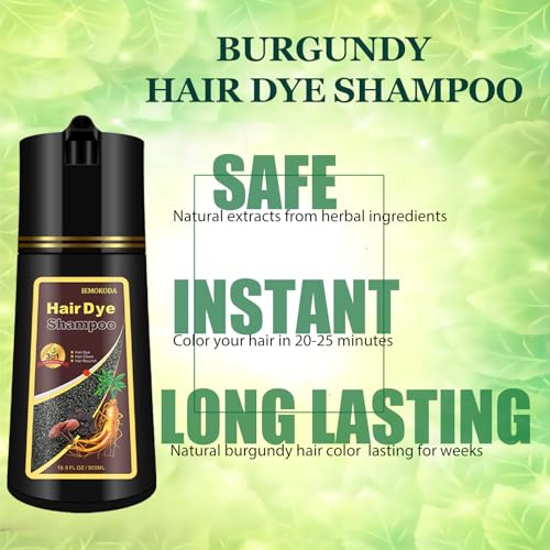 NCEPROHR WINE RED HAIR COLOR SHAMPOO 3 IN 1 FOR DARK HAIR, NATURAL RED HAIR DYE SHAMPOO EASY TO USE & LONG LASTING, 16.90 FL OZ (RED WINE)