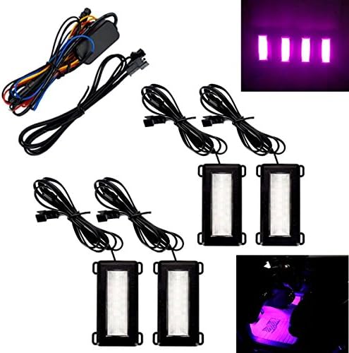 4Pcs Car Interior Light LED Atmosphere Underdash Lights High Intensity Bright Underglow Underbody System Lighting Kit Footwell Car Lamp Glow Neon Floor Lights