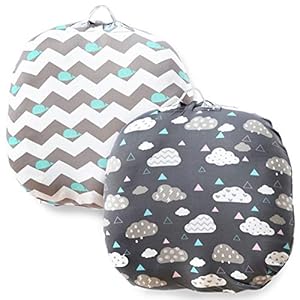 COSMOPLUS Stretchy Newborn Lounger Cover -2 Pack Removable Slipcover,Super Soft Snug Fitted,Whale & Clouds