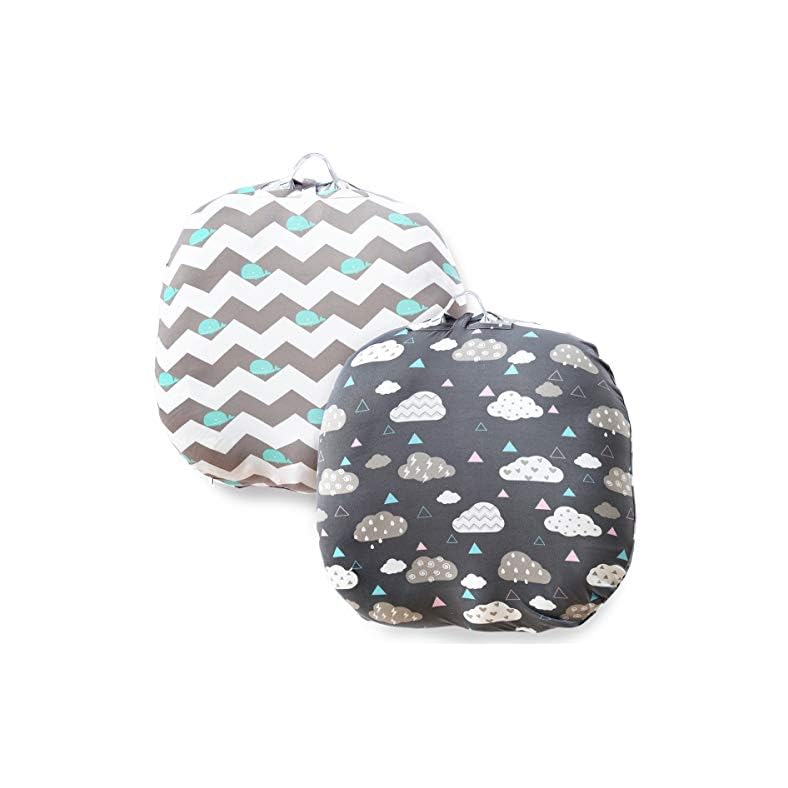 COSMOPLUS Stretchy Newborn Lounger Cover -2 Pack Removable Slipcover,Super Soft Snug Fitted,Whale & Clouds