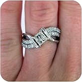 Gixaxak 925 Silver Ring Square Cubic Zirconia Inlay Ring CZ Crystal Square Engagement Rings Split Shank Promise Rings Wedding Personality Bands