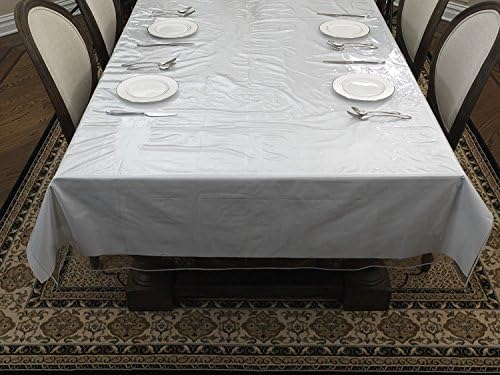 Heavy Duty Clear Plastic Tablecloth Berrnour Home Essential Kitchen Clear Table Cover Protector White Sewn Edges Border (60" X 60") Round