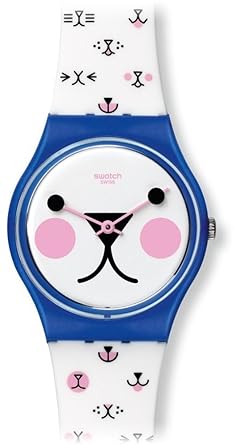 Swatch Cattitude White (Kitty Face) Dial White Silicone Analogue Womens GN241