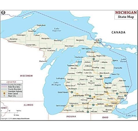 map of michigan state Amazon Com Michigan State Map 36 W X 28 94 H Office Products map of michigan state