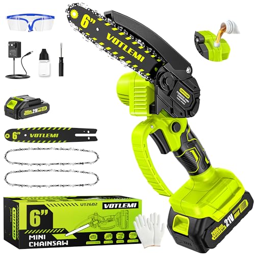 Mini Chainsaw Cordless, 6 Inch Electric Chainsaw with 2000MAH Battery, 1000W Handheld