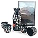 Happy Sales HSSS-PMB07, 5 Pc Sake set Calligraphy Black & White